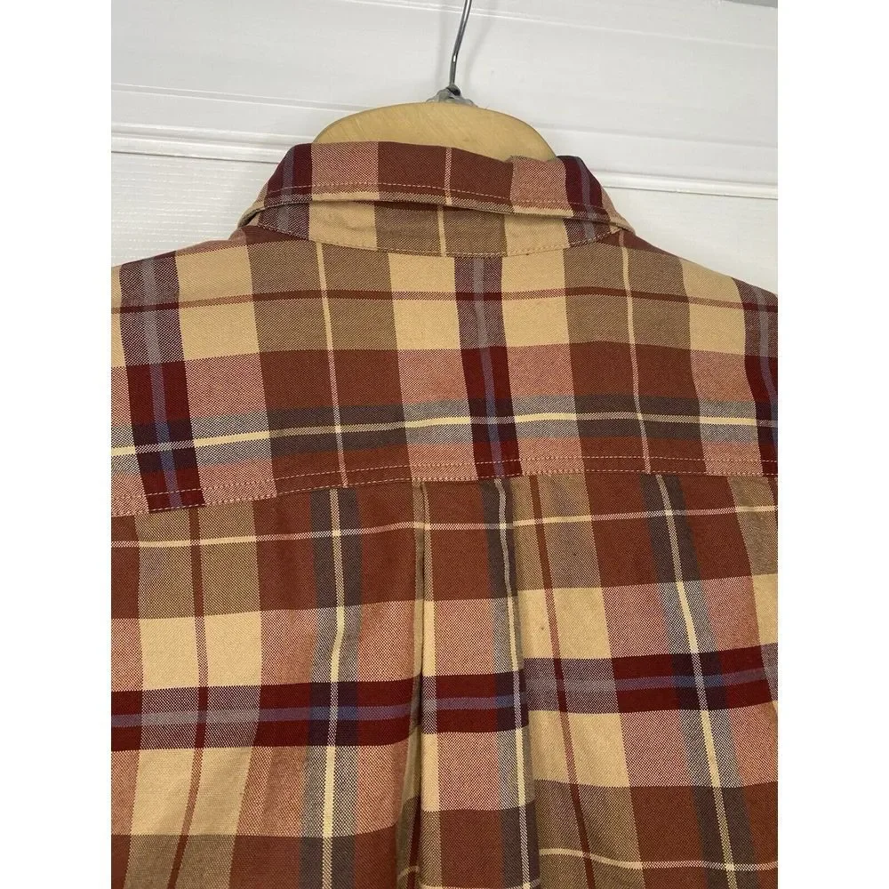 J Crew Oarsman Mens Long Sleeve Button Front Shirt‎ Red Plaid Medium